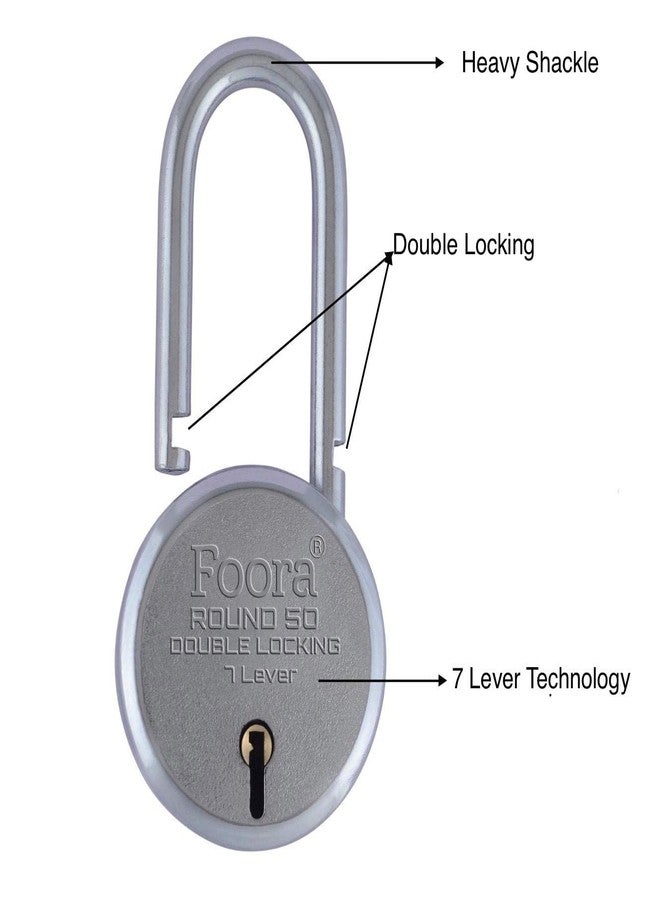 Foora Small Lock and Keys, Long Neck Shackle Door Lock for Home, Shop Same Key for Multiple Lock, 2 Padlock 5 Same Key Lock Set, Common Key Lock Set of 2 Silver Finish - Image 2